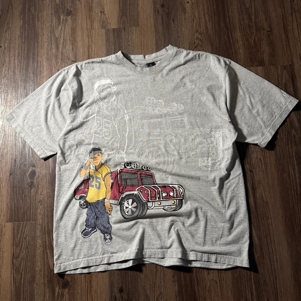 Vintage Eljay Y2K Hip Hop Graphic T-Shirt Mens XL Grey SUV Truck Streetwear Tee